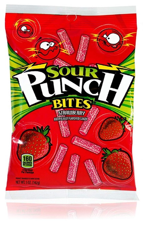 Sour Punch Bites Chewy Candy Pieces - Strawberry Fruit Flavored, 5 Oz