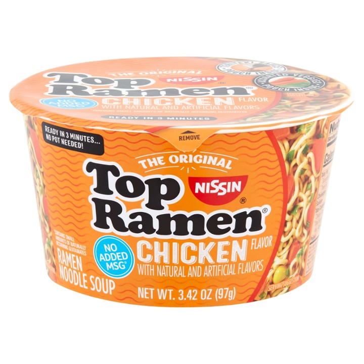 Nissin Top Ramen Noodle Soup Bowl, Chicken Flavor, 3.42 Oz