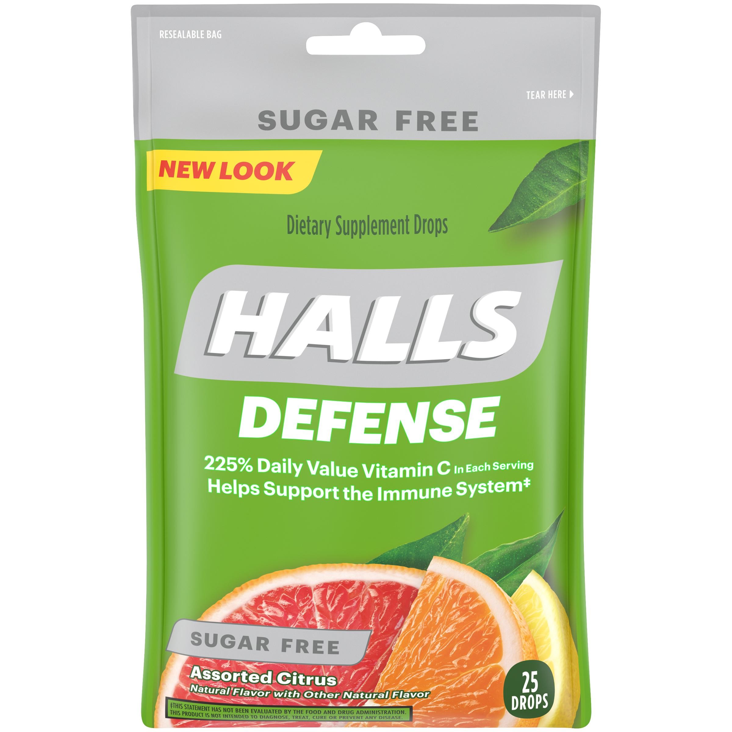 Halls Defense Vitamin C Drops Sugar Free Assorted Citrus 25 Each by Halls
