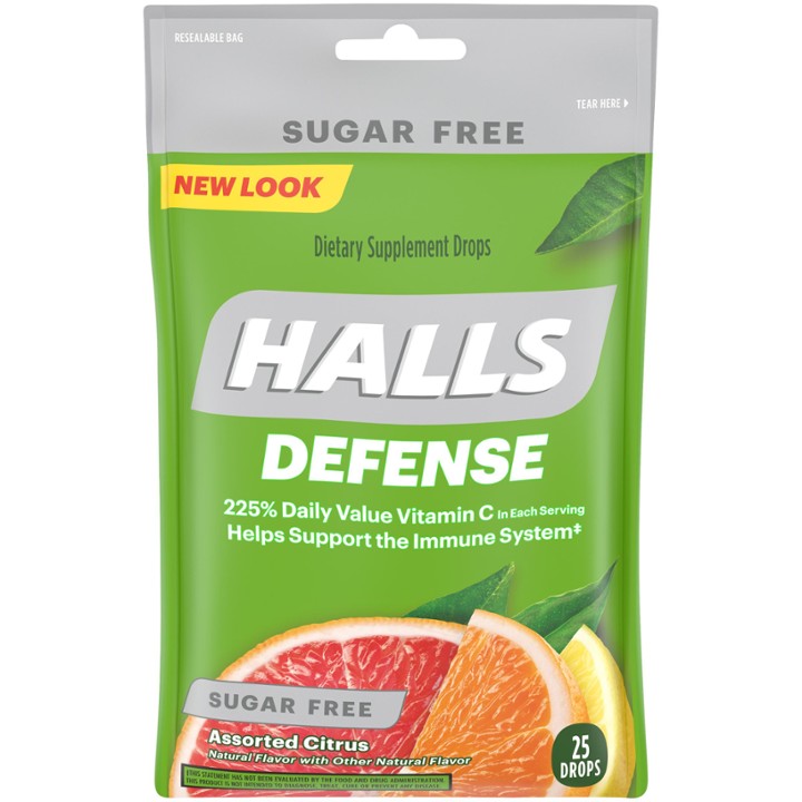 Halls Defense Vitamin C Drops Sugar Free Assorted Citrus 25 Each by Halls