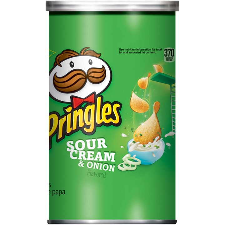 Pringles Potato Crisps Chips  Sour Cream and Onion  2.5 Oz  Can