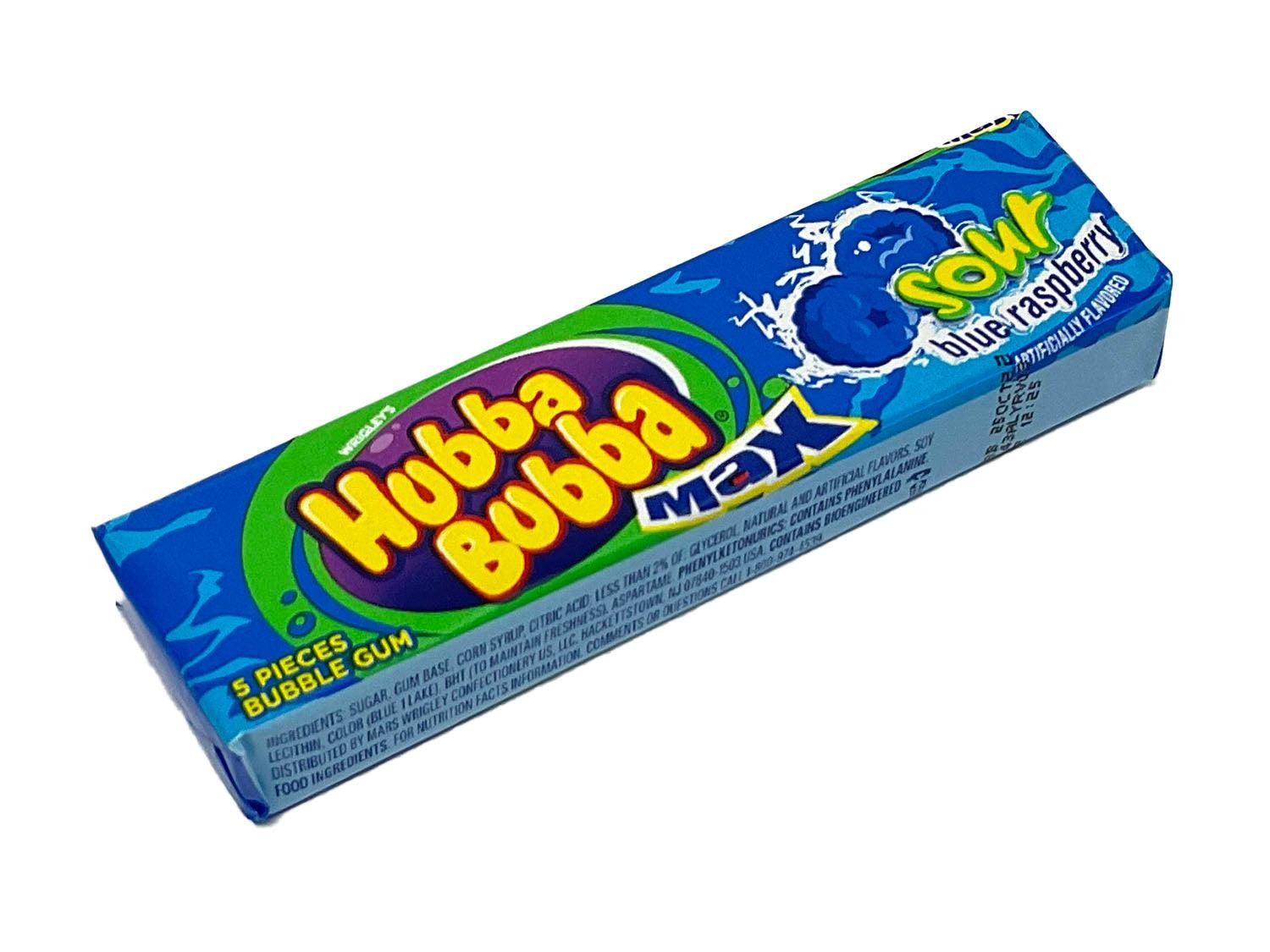 Hubba Bubba Max Sour Blue Raspberry Bubble Gum - 5 Piece Pack