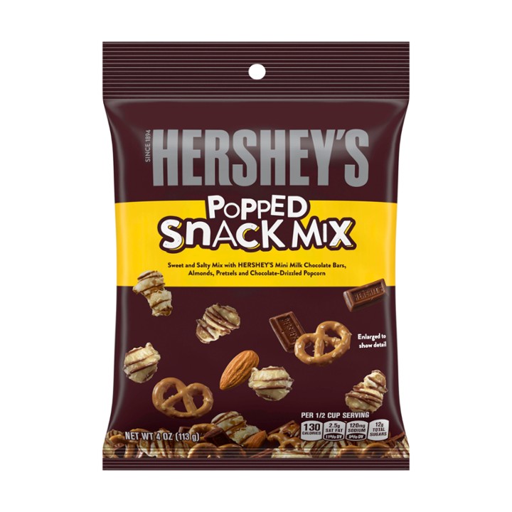 (3 Pack) Hershey's, Popped Popcorn and Milk Chocolate Snack Mix, 4 Oz