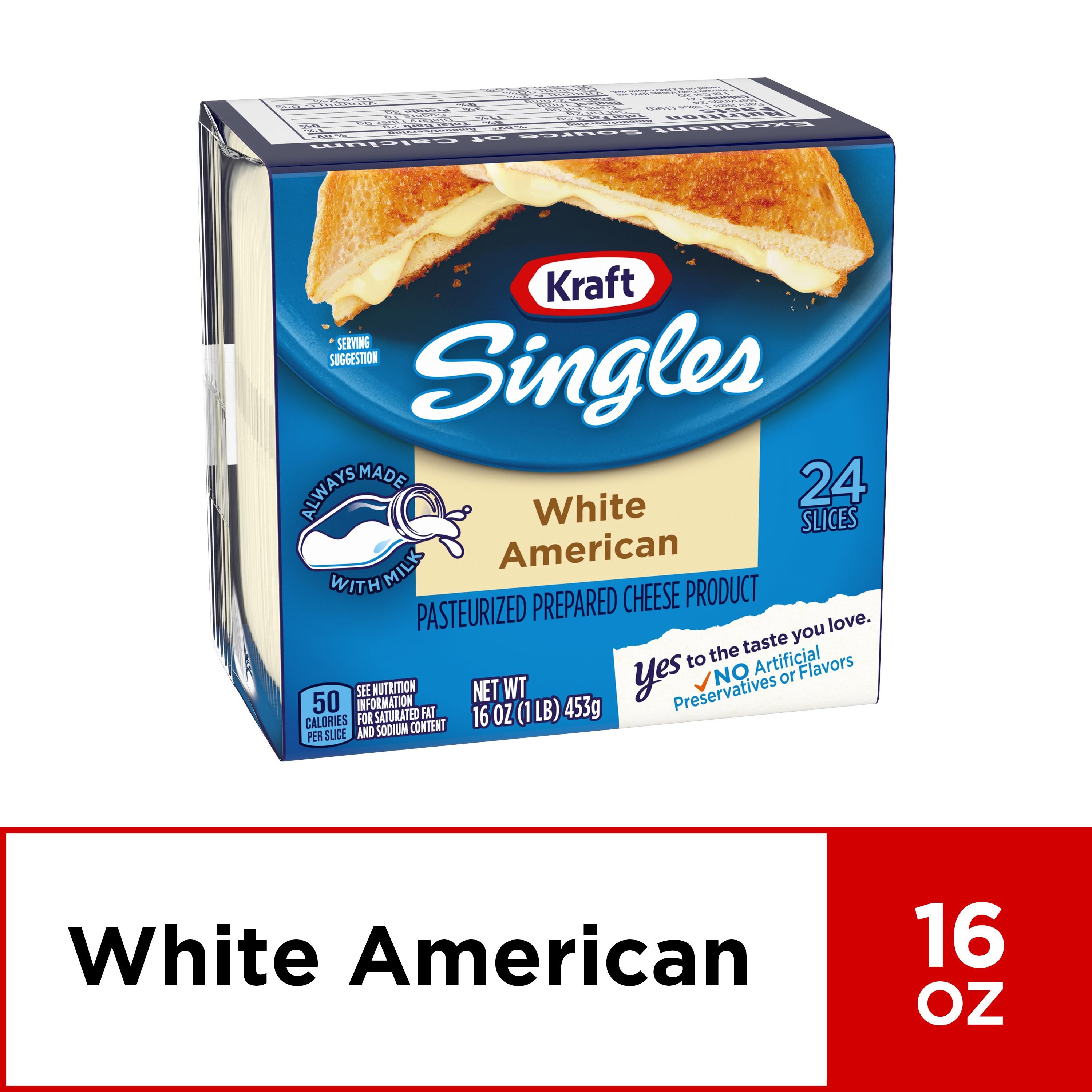 Singles White American Pasteurized Prepared Cheese Product