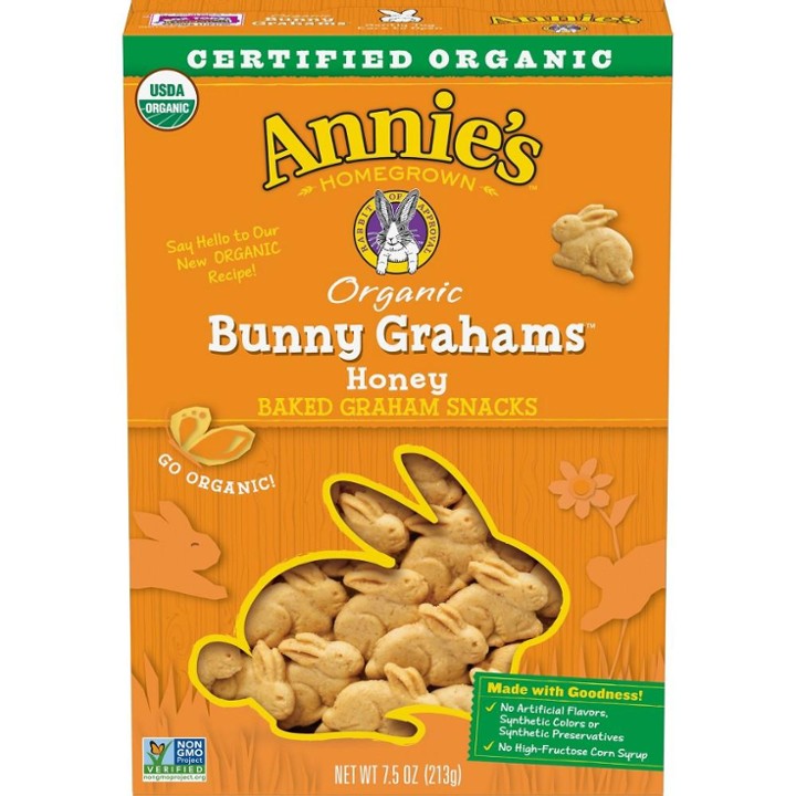 Annie's Homegrown Bunny Grahams Baked Snacks Honey 7.5 Oz