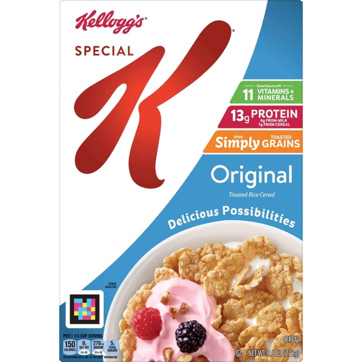 Kellogg's Special K Breakfast Cereal - 11 Vitamins and Minerals, Made with Folic Acid, B Vitamins and Iron, Original, 9.6 Oz