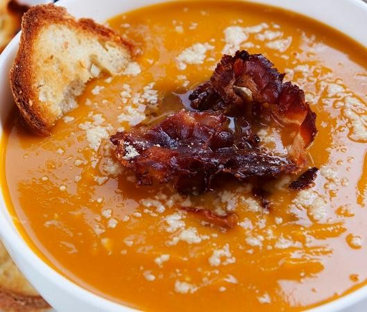 Pumpkin Soup with Bacon, Apple, and Sage (1204263)