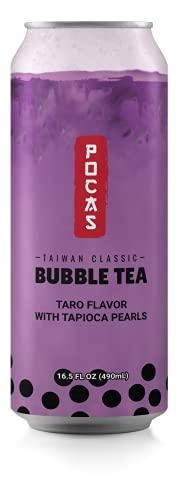 POCAS BUBBLE TEA TARO 8/16.5FL OZ(692221), Milk Boba Tea, Taro, Tapioca Pearls, Classic Taiwan Style, Delicious, Refreshing