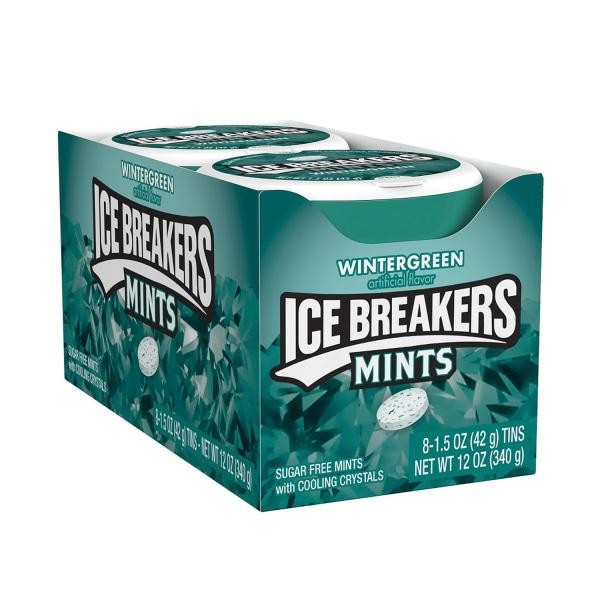 ICE BREAKERS Wintergreen Sugar Free Mint Candy  1.5 Oz  Tin