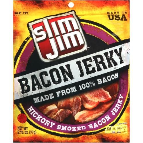 Slim Jim Bacon Jerky  Hickory Smoked Flavor  2.75 Oz. Bag