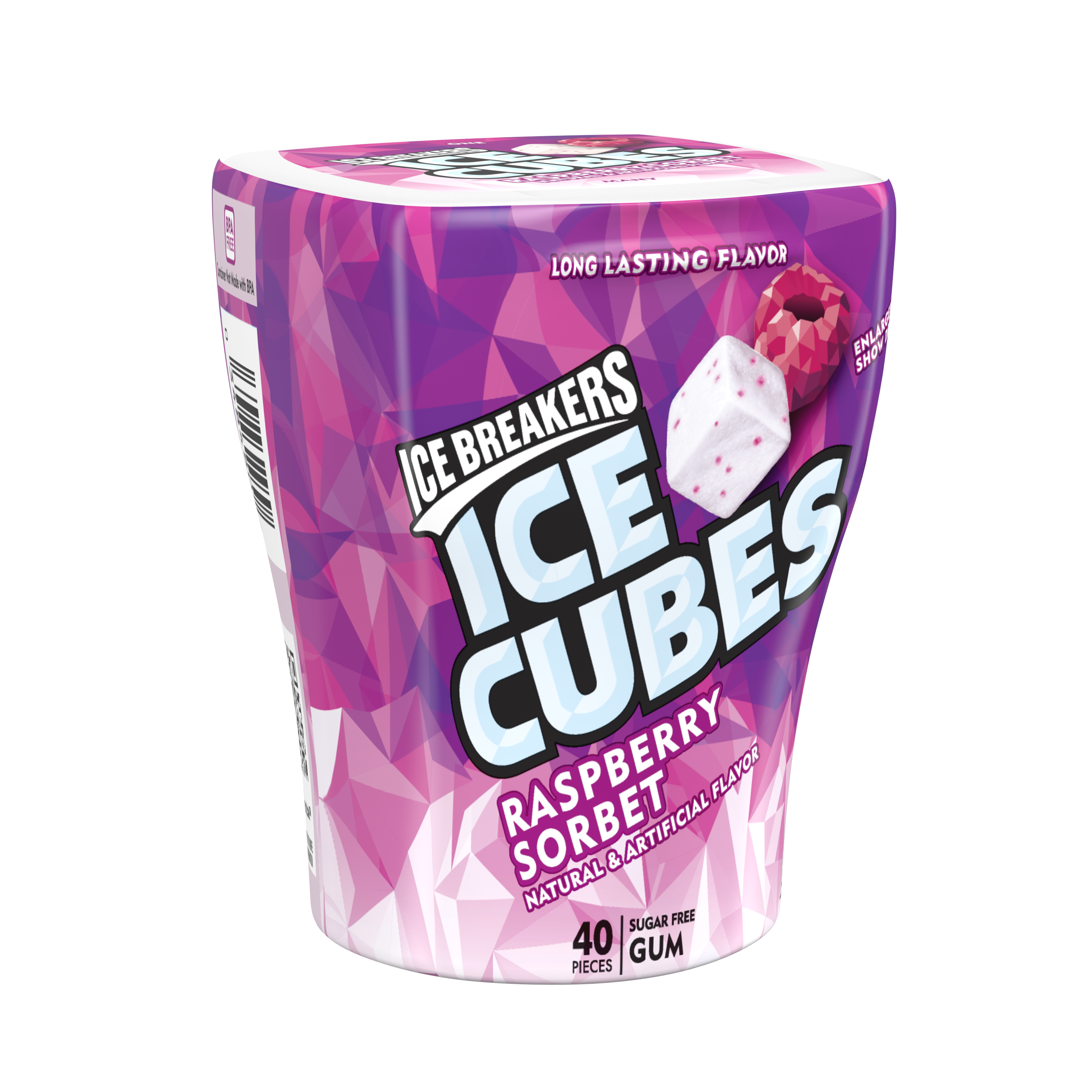 Ice Breakers Ice Cubes Raspberry Sorbet Sugar Free Gum - 4 Oz