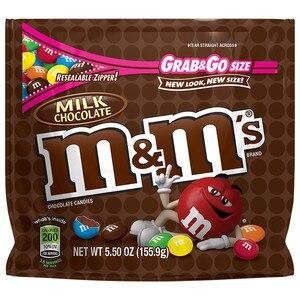 M&M'S Milk Chocolate Candy, Grab N Go, Resealable Bag, 5 Oz - 5.507 Oz