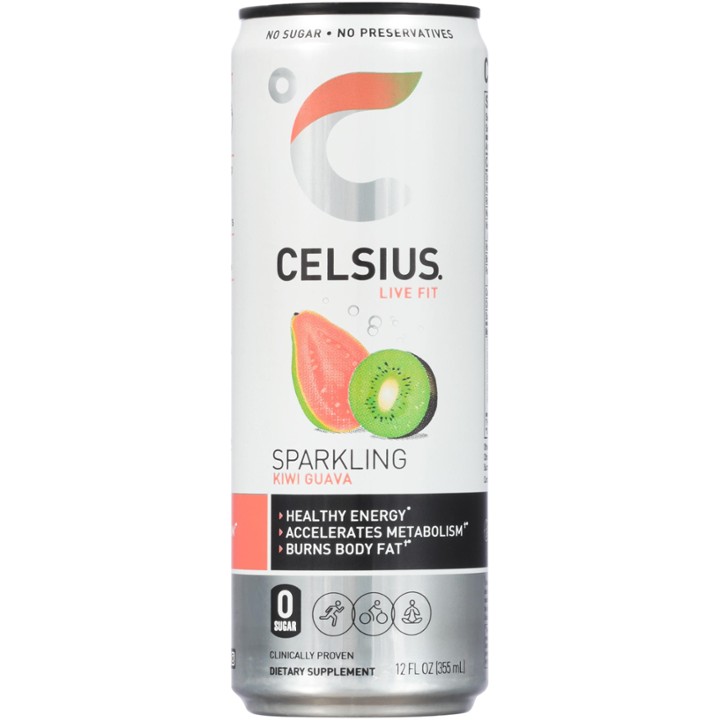 CELSIUS Sparkling Kiwi Guava Fitness Drink, Zero Sugar, 12 Oz
