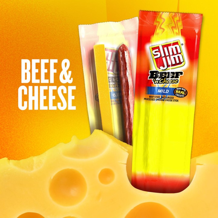 Slim Jim Beef and Cheese Stick Mild Flavor Meat Stick 1.5 Oz 1 Ct