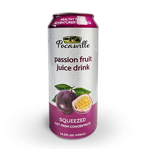Pocasville Fruit Juices, Squeezed Not Form Concentrate, 16.5 Fluid Ounce Can (Passion Fruit, 6 Cans)
