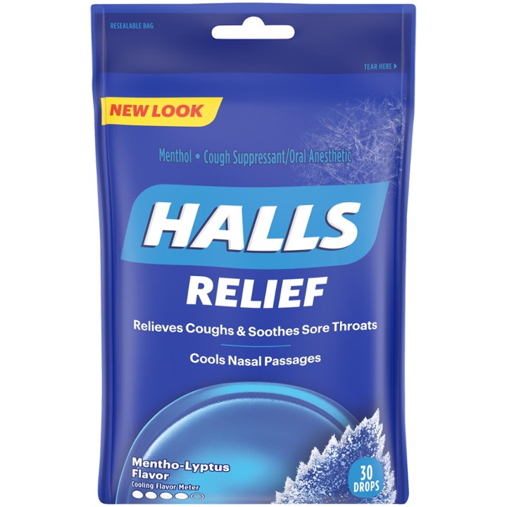 Halls Relief Mentho-Lyptus Cough Suppressant/Oral Anesthetic Drops - 40 Ct