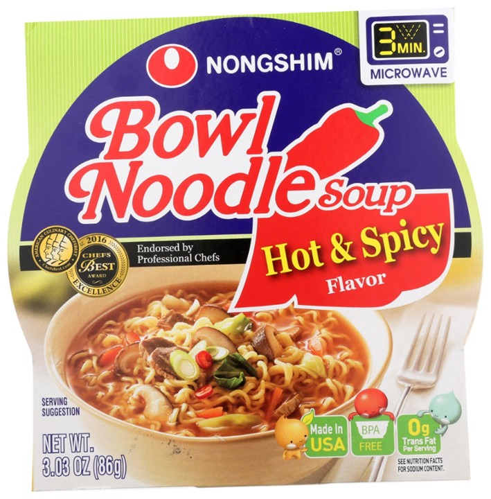 Nongshim Hot & Spicy Bowl Noodle Soup Hot & Spicy Flavor - 3.03 Oz