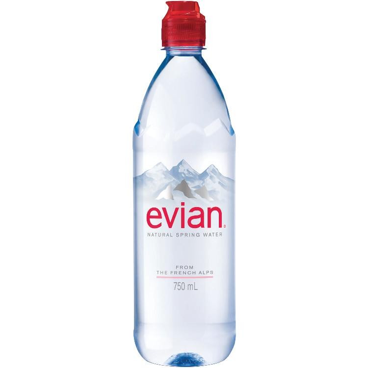 Evian Natural Spring Water, 750 ML (25.36 Fl Oz) Bottle