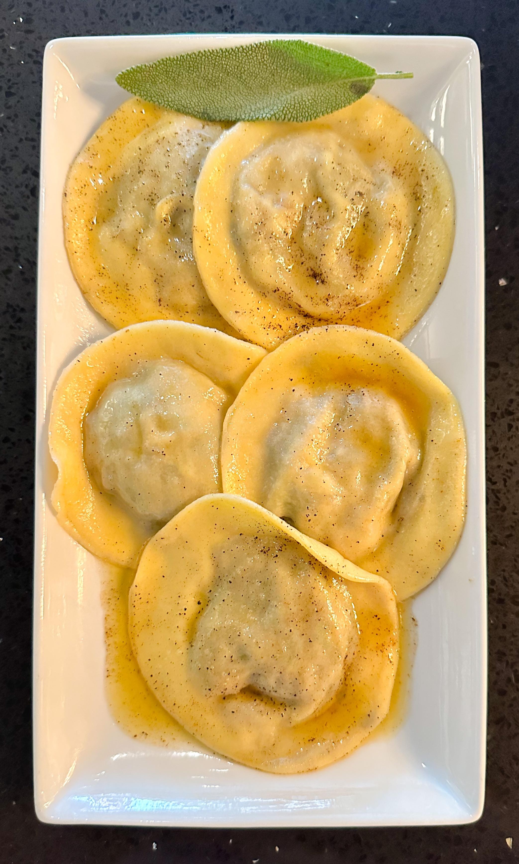 Wild Mushroom Ravioli in Sage Butter Sauce