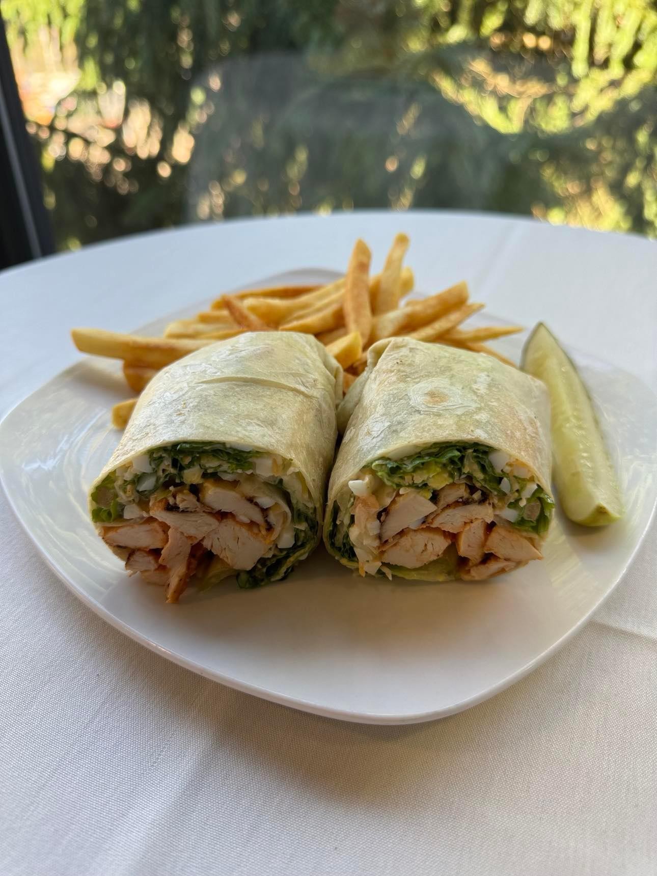 Buffalo Chicken Wrap and French Fries
