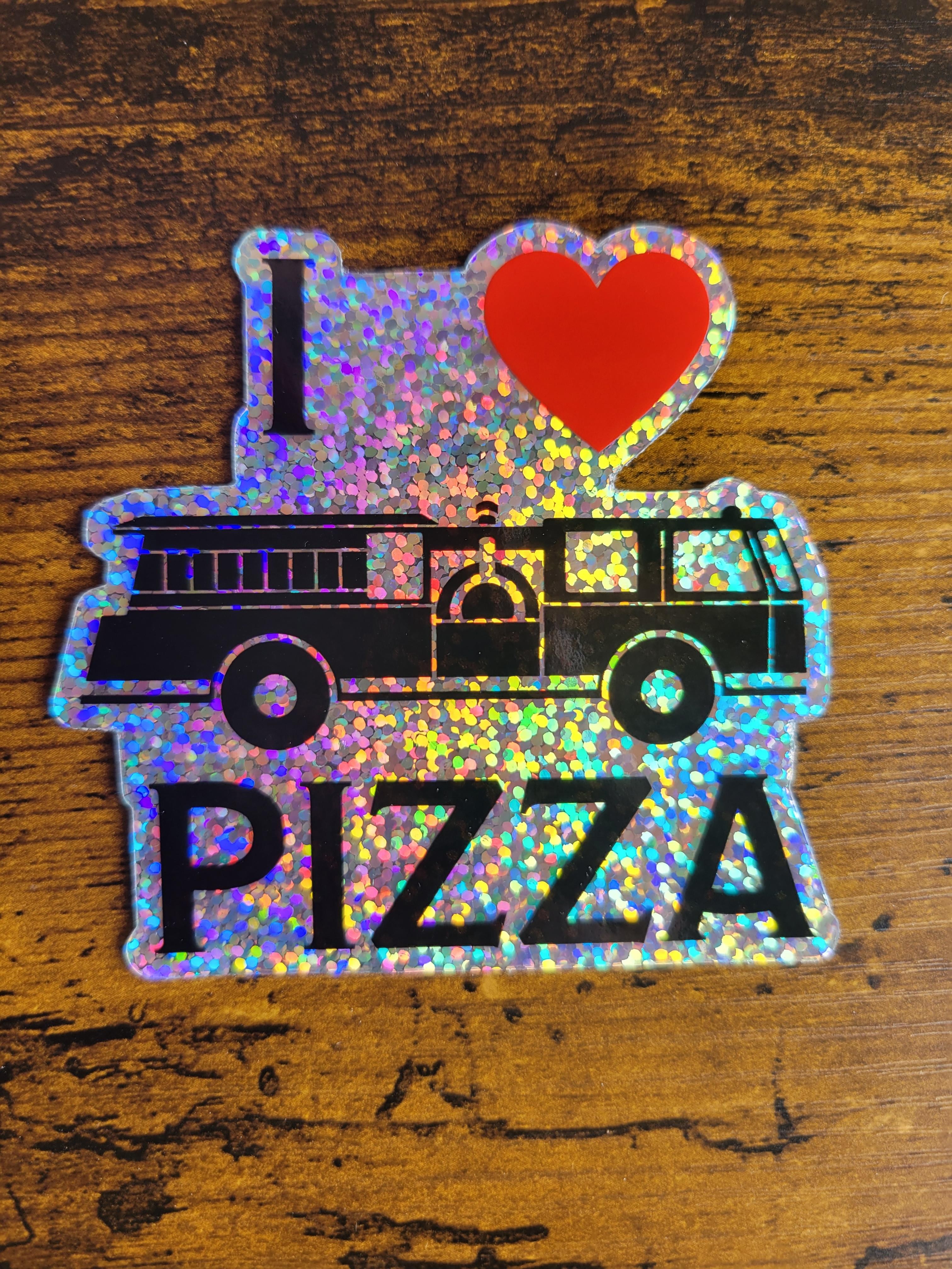 Glitter "I Heart Pizza" Sticker
