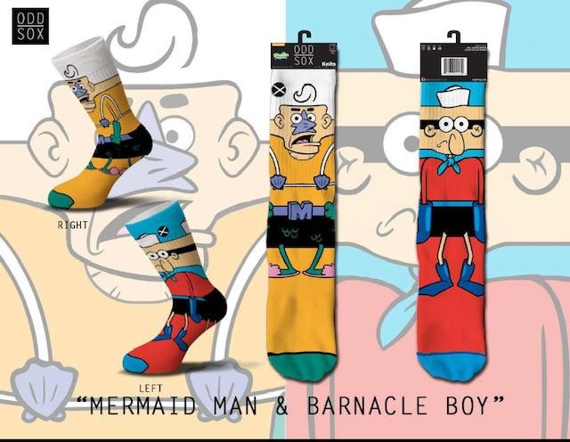 Mermaid Man & Barnacle Boy Knit Socks