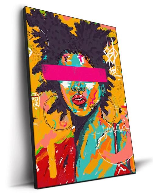 Lady Basquiat by Nuwarhol 32"x48" 5/8" Black Infinity Frame