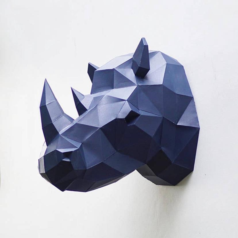 Rhino Head Wall Art - DIY Papercraft