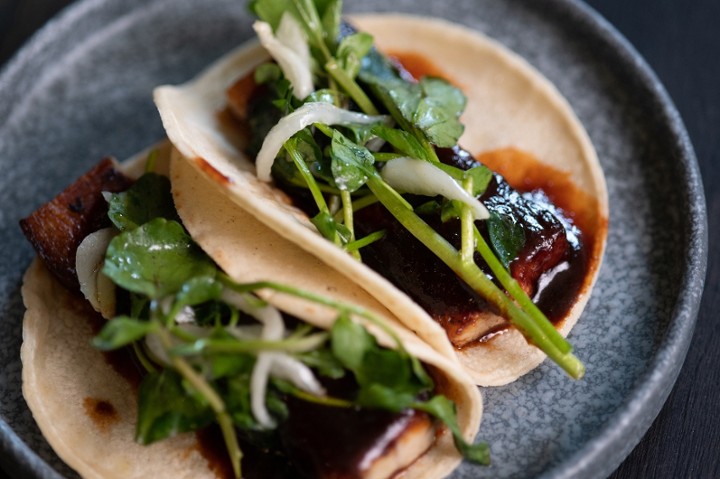 TG - Ancho-Braised Pork Belly Tacos