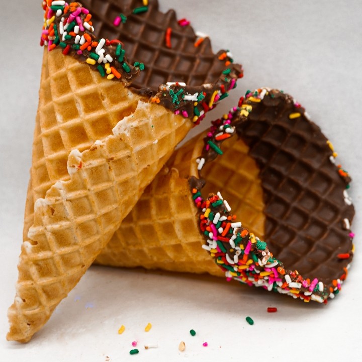 Decorated Waffle Cone with Rainbow Sprinkles