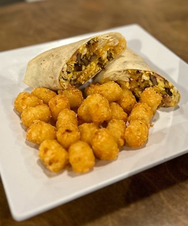 Breakfast Burrito Served with Tots
