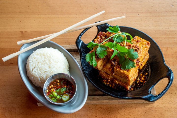 V Spicy Tofu Bomb with Sticky Rice