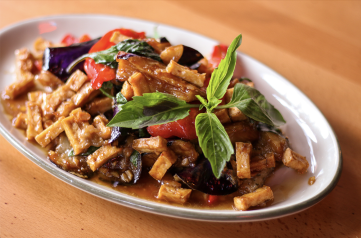 Stir Fry Chinese Eggplant and Tofu with Jasmine Rice