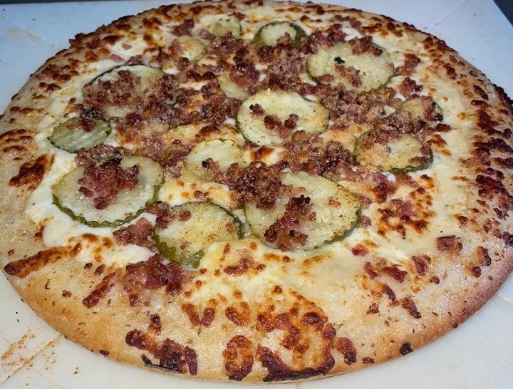 SMALL PAISANS PICKLE N BACON PIZZA