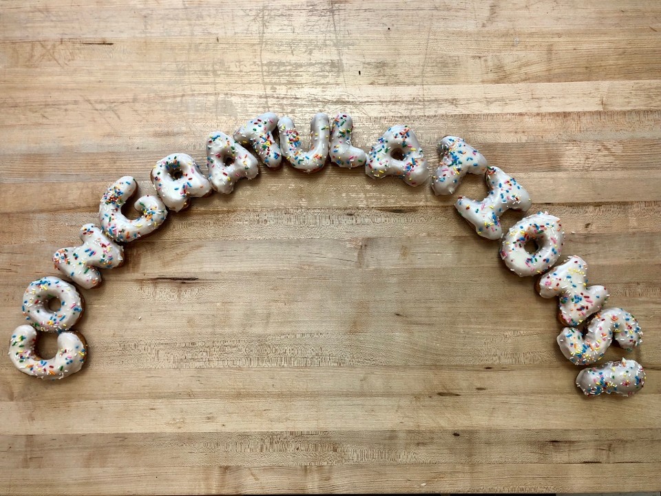 "CONGRATULATIONS!" Donut Letter Box
