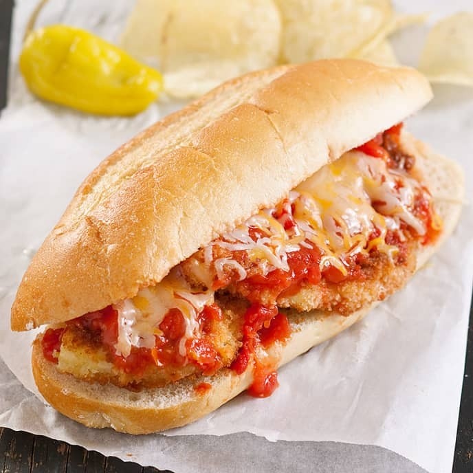 *  Lg Chicken Parmigiana Sub