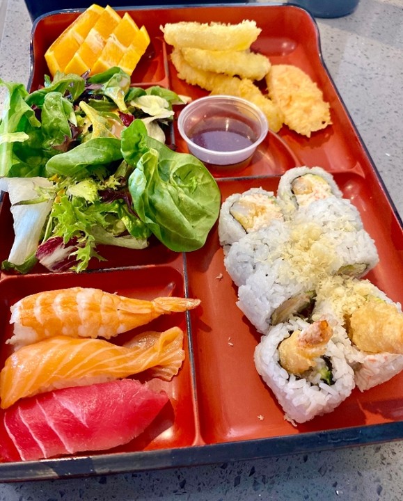 Bento 5: 3pc Nigiri and 8pc Crunchy Roll