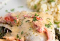 SNAPPER FILET WITH CREAMY LOBSTER SAUCE