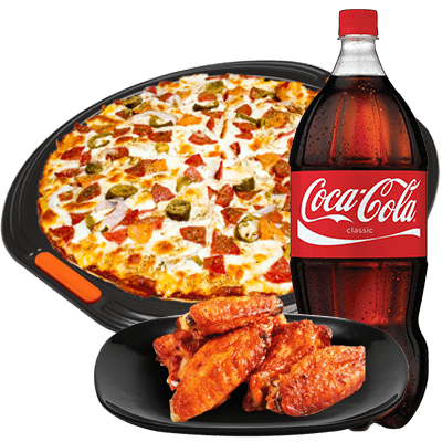 LG. Cheese Pizza with 10 wings & 2 Ltr