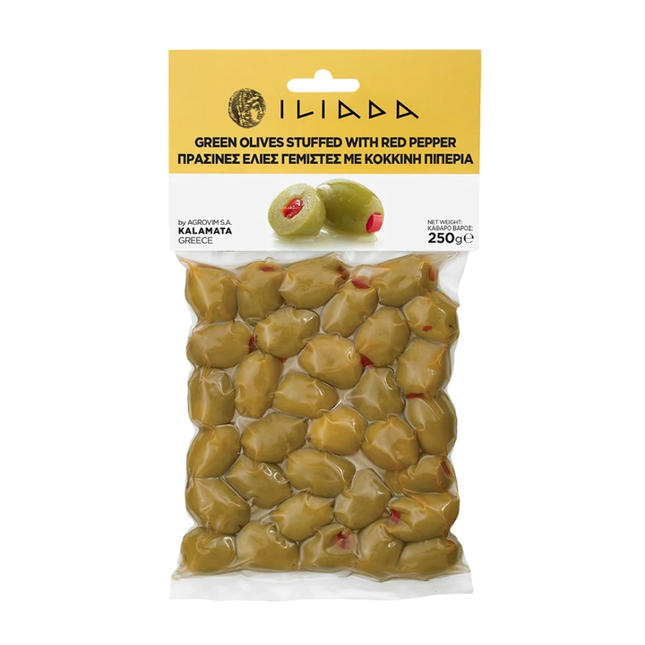 Iliada Green Olives with Red Pepper