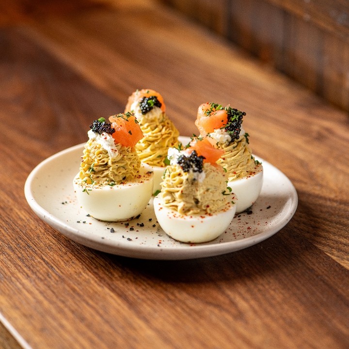 SMOKED SALMON DEVILED EGGS