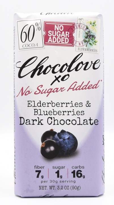 Chocolove XO elderberry/blueb 60% 3.2oz