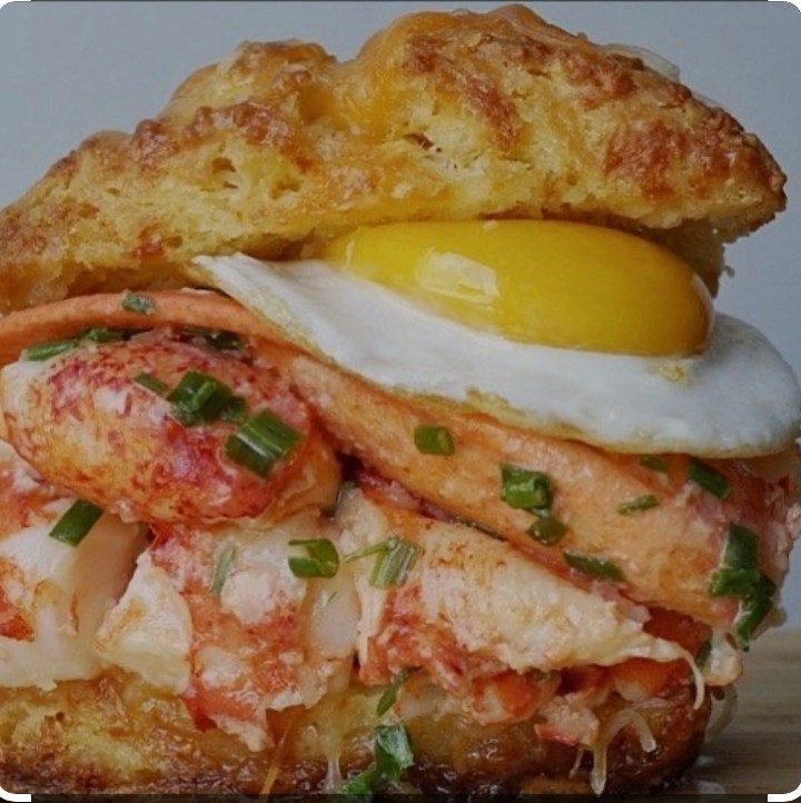 Lobster & Double Egg Breakfast Sandwich  with Home Fries