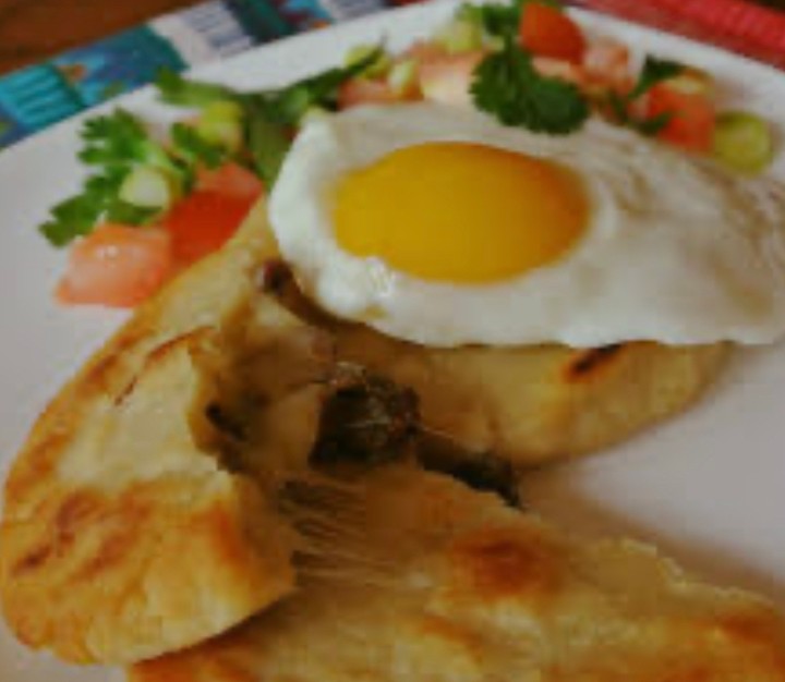 2 Cheese Breakfast Pupusas with 1 Fried Egg & Pico