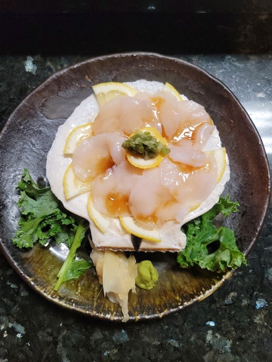 Live scallops sashimi