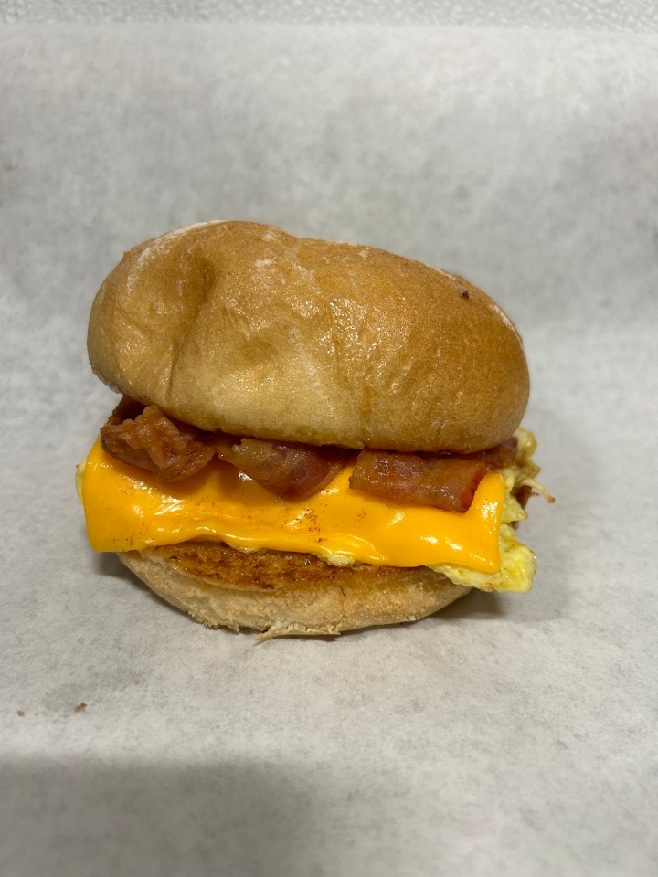 Bacon, egg, American cheese, kaiser roll