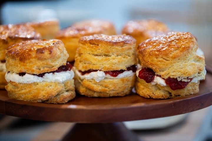 Our Buttermilk Biscuit with Strawberry Jam and Creme Fresh