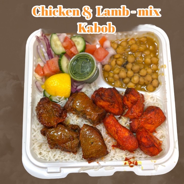 Two Meat : Chicken(4-pc) & Lamb (4-pc)- Kabob Plater