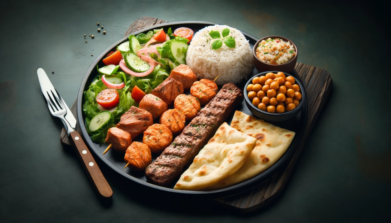 Two Meat:  Salmon &  Lamb - Kabob - Plater