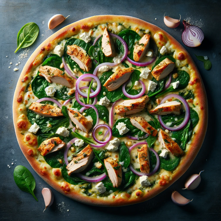 #2. Garlic Chicken (Spinach) Pizza - Halal